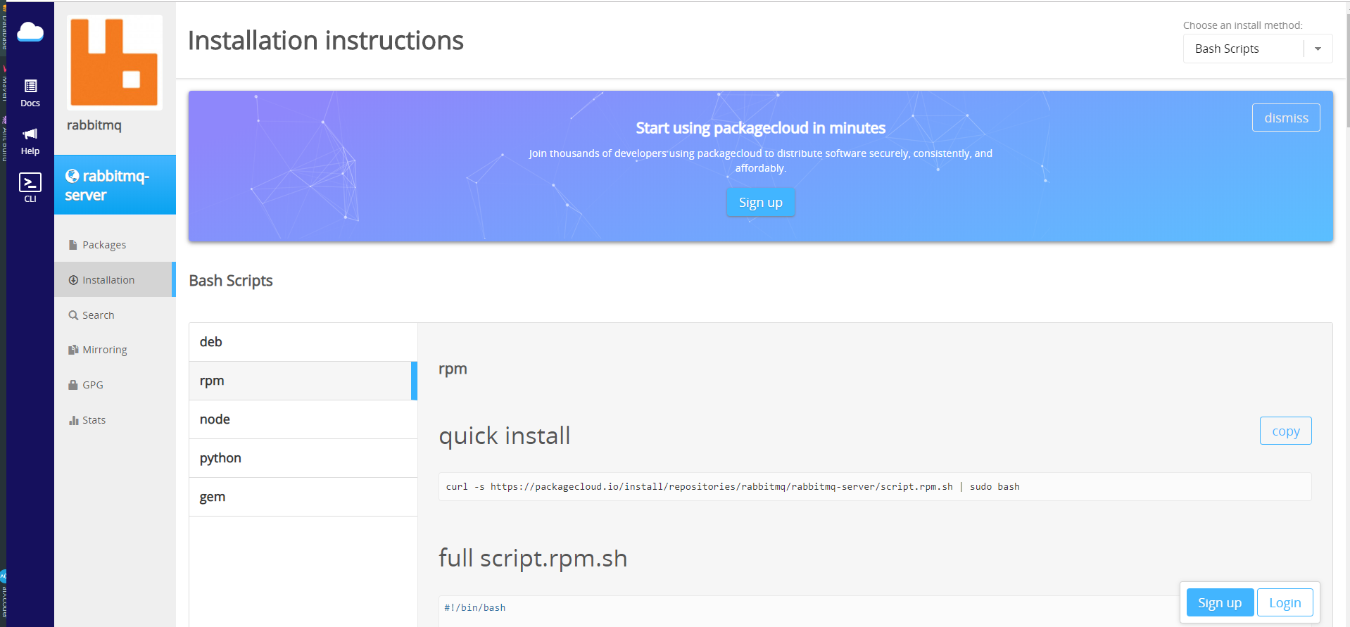 rabbitmq server npm